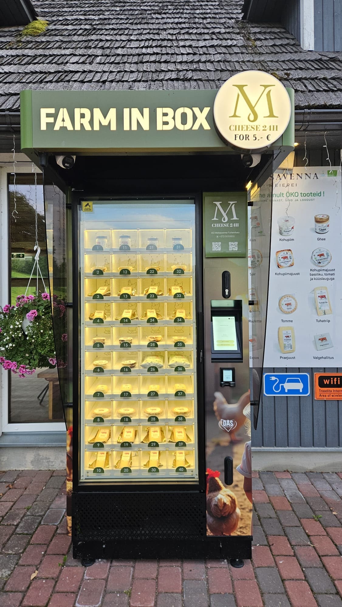 Metsavenna Farm in Box cheese machine beside the shop entrance